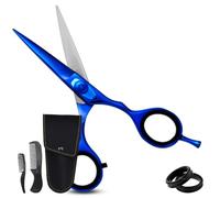 Ontaki Tijeras de peluquería forjadas a mano profesionales de acero japonés para bigote, flequillo, hombres (azul medianoche)