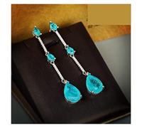 ONTENY Pendientes Colgantes Largos de Plata de Ley 925 con turmalina Paraiba de Gota de Agua Delicada for Mujer, Regalo de Fiesta de Compromiso de Boda Home