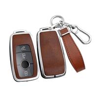 ontto Carcasa de metal para llave de coche, compatible con Mercedes A C E S G Clase GLC CLE CLA GLB GLS W177 W205 W213 W222 X167 AMG funda protectora para llaves 3/4 botones accesorios plata marrón