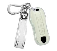 ontto Carcasa de TPU con borde plateado para llave de coche, compatible con Porsche Panamera Cayenne 911 Carrera 2018 en adelante, color blanco