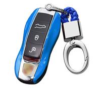 ontto Carcasa para Llave Plegable con Mando a Distancia para Porsche Macan Panamera 918 911 981 991 Boxster Cayenne Cayman de ABS plástico Funda Protectora para Llave con 3 Botones - Azul