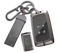 ontto Estuche para llaves de coche en cuero genuino compatible con Renault 4/5 E-Tech Austral Clio 5 Mégane Scenic 4 Zoe Captur Arkana Koleos Rafale Alpine Funda de llave de metal -, C gris.