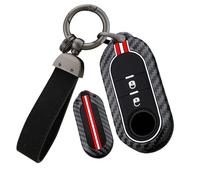 ontto Funda de aleación de zinc con silicona para llave de coche, compatible con Fiat 500 Ducato Panda 500L Punto Lancia Musa, 2 botones, resistente al agua con protección fluorescente
