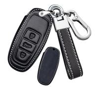 ontto Funda de cuero hecha a mano para llave de coche para Audi 2018 en adelante para A3 A6 A6L A7 A8 A8L Q7 Q8 E-Tron RS6 RS7 S3 S6 S7 SQ7 SQ8, carcasa de protección completa, color negro
