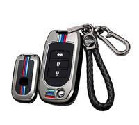 ontto Funda de metal para llave de coche para Honda Civic CR-V HR-V Agreement Jade Crider Odyssey 2015-2018 llavero Flip Key Shell Holder bolsa llavero accesorios 3 botones negro