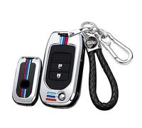 ontto Funda de metal para llave de coche para Honda Civic CR-V HR-V Agreement Jade Crider Odyssey 2015-2018 llavero Flip Key Shell Holder Bag Keychain Accessories 2 Button Silver