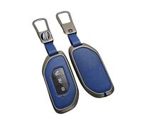 ontto Funda de piel para llave de coche, compatible con Dongfeng Forthing Friday EV/T5 HEV/Evo 3 botones, carcasa protectora para llave, color negro y azul