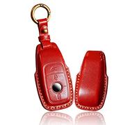 ontto Funda de Piel para Llave de Coche Compatible con Mercedes A C E S G Clase G CLA GLA GLE GLC GLK AMG W177 W211 E300, Color Rojo
