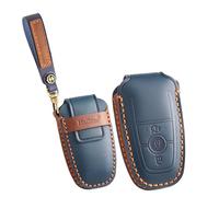 ontto Funda de piel para llave de coche, funda para llave de coche, funda protectora para Ford Mondeo Galaxy Explorer Ranger Edge S-Max Galaxy Mustang Raptor KA Figo Accesorios-A Azul