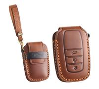 ontto Funda de piel para llave de coche para Toyota Corolla Cross GR Yaris Hybrid Hilux Prius CHR RAV4 Suzuki Swace 3 botones accesorios marrón