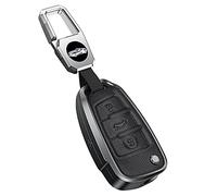 ontto Funda para llave de coche Apto para Audi C5 C6 R8 A1 A3 Q3 A4 A5 Q5 Q7 A6 S6 A7 B6 B7 B8 8P 8V 8L TT RS3 mando a distancia de metal cuero funda llavero protectora negro