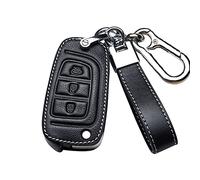 ontto Funda para Llave de Coche Apto para Hyundai Solaris Elantra i30 i30n i35 i40 Kona Genesis Santa Fe Llave Estuche Protección Mando a Distancia de Piel de Vacuno Funda para Llaves Negro H