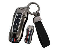 ontto Funda para llave de coche Apto para Porsche Panamera Spyder Carrera Macan Cayman Cayenne 911 970 981 991 2019-2023 Funda protectora de metal llavero llavero estuche 4 botones