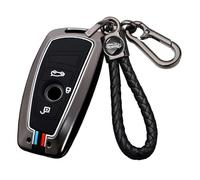 ontto Funda para llave de coche compatible con BMW 520 525 F30 F10 F18 118i 320i 1er 3er 5er 7er X3 X4 M3 M4 M5 mando a distancia metal llavero funda protectora llavero 3 botones negro