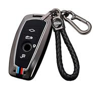 ontto Funda para llave de coche compatible con BMW 520 525 F30 F10 F18 118i 320i 1er 3er 5er 7er X3 X4 M3 M4 M5 mando a distancia metal llavero funda protectora llavero 4 botones negro