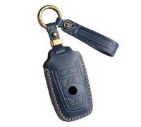ontto Funda para llave de coche compatible con BMW M6 F12 M5 F10 M4 F82 M3 F80 M2 F87 X4 F26 X3 F25 Serie 7 F01 1er F20 3er F30 cuero protector de llave llavero azul