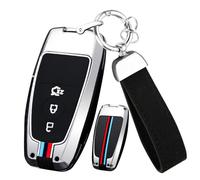 ontto Funda para llave de coche compatible con Ford Mondeo Explorer Edge Expedition F250 F150 F-350 F-450 Fusion Mustang Everest Lincoln MKX MKC Carcasa de metal para llave llavero -B Plata