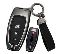 ontto Funda para llave de coche compatible con Hyundai Tucson L NX4 NX8 Ioniq 5 Staria Santa Fe Sonata N Line Atos 2020-2023 i10 i30 metal llavero carcasa llavero carcasa 3 botones negro