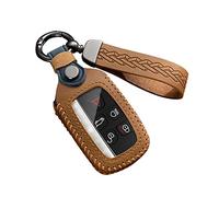 ontto Funda para llave de coche compatible con Land Rover Defender Discovery Evoque LR4 Range Rover Sport Jaguar XE XF XJ mando a distancia de cuero accesorio para coche -A marrón