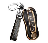 ontto Funda para llave de coche compatible con Porsche Cayenne Panamera Macan 911 922 Carrera Taycan 2019 - 2020 mando a distancia de TPU, carcasa para llaves con 3 botones, color negro