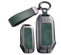 ontto Funda para llave de coche con control remoto inteligente de 3/4 botones, para Kia Sportage K5 Soul Seltos NIRO Sorento Telluride Rio Forte 2018 en adelante, carcasa de metal y cuero con llavero