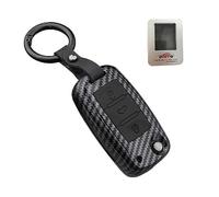 ontto Funda para llave de coche con mando a distancia para VW Golf Polo, Passat, Tiguan, Skoda, Fabia, Octavia Seat León Altea ABS carcasa para llave con 3 botones fibra de carbono negro A