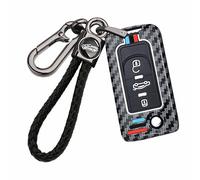 ontto Funda para llave de coche de fibra de carbono, compatible con Peugeot 107 207 307 307S 308 407 607 807 3008 5008 para Citroen C2 C3 C4 C5 C6 C8 Xsara 3 teclas funda para llave con llavero