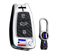 ontto Funda para llave de coche, funda protectora de silicona luminosa, compatible con Audi A1 A3 A4 B7 A6 S3 S4 S6 Q2 Q3 Quattro Q5 Q7 TT RS4 RS6 4 teclas llavero 3 botones A plata