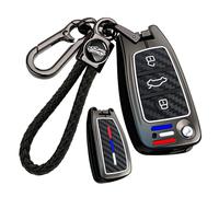 ontto Funda para llave de coche, funda protectora de silicona luminosa, compatible con Audi A1 A3 A4 B7 A6 S3 S4 S6 Q2 Q3 Quattro Q5 Q7 TT RS4 RS6 4 teclas llavero 3 botones B negro