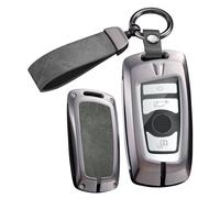 ontto Funda para llave de coche inteligente de 3/4 botones para BMW Serie 1 2 3 4 5 6 7 Series X3 X4 M2 M3 M4 M5 M6 GT3 GT5, marco de metal transparente, carcasa de piel, gris