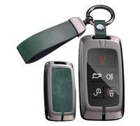 ontto Funda para llave de coche inteligente para Land Rover 2018 en adelante, accesorios de coche de metal y cuero, compatible con Range Rover Sport Vogue Evoque Velar, con llavero, color verde