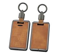 ontto Funda para llave de coche para Chevrolet C7 Corvette 2008-2014, funda sólida para llave de Cadillac ATS CTS DTS Escalade ESV SRX STS XTS, protector de llave con llavero de cuero, marrón