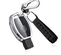 ontto Funda para Llave de Coche para Mercedes A B C E S Clase CLK ML W164 W245 A209 W204 W212, Carcasa de TPU para Llave de Coche, 2/3 Botones, Color Plateado