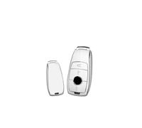 ontto Funda para llave de coche para Mercedes Benz A C E S G Clase GLC CLE CLA GLB GLS W177 W205 W213 W222 X167 AMG Funda de silicona TPU Funda para llave de llavero de plata blanca