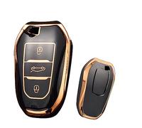 ontto Funda para Llave de Coche para Peugeot 2008 3008 5008 308 508 para Opel Grandland X Mokka Corsa Insignia Silicona TPU Funda Protectora Llavero Oro Negro