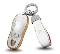 ontto Funda para llave de coche para Porsche 911 Carrera GT Turbo S Boxster Cayenne Cayman Macan Panamera funda de TPU llavero accesorios de protección blanco