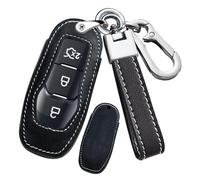 ontto Funda para llave para Ford Focus 3 4 ST Mondeo 5 MK5 Mustang F-150 Explorer Edge Fiesta Kuga MK3 MK4 Smart Remote Car Key Cover con llavero de cuero, tipo D, negro