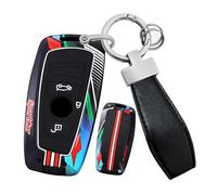 ontto Funda para llavero BMW de 3 botones, con llavero de piel sintética, carcasa fluorescente para llave de coche para 1 2 3 4 5 6 7 Series X3 X4 M2 M3 M4 M5 M6 GT3 GT5, modelo A, color negro