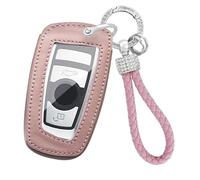 ontto Funda para llavero inteligente para BMW 1, 2, 3, 4, 5, 6, 7, Series X3, X4, M2, M3, M4, M5, M6, GT3, GT5, piel suave y duradera, con llavero brillante, tipo A, color rosa