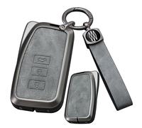 ontto Funda para llavero Lexus de 3 botones, bolsa gris con llavero, marco de metal, carcasa de cuero para llave RX es ES GS LS NX GX UX LX RC LC Series 2013-2017