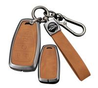 ontto Funda para llavero para Chevrolet KeyRemote, marco de metal y funda de cuero para llave Onix Equino Orlando Cruze Spark Sonic Camaro Smart Remote, funda antiarañazos con llavero, marrón