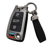 ontto Funda plegable para llave de coche compatible con Audi A1 A3 A4 A5 A6 A7 Q3 Q5 S6 B6 B7 B8 C6 8P 8 V 8L TT RS Funda protectora de metal llavero llavero funda protectora coche accesorios B Negro