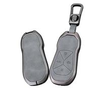 ontto Funda protectora gris para llave de coche compatible con Xiaogpeng Xpeng P5 P7 G3 G6 G9 N5 F30 H93 X9 2019-2023 Metal Cuero Llavero Carcasa Llavero Accesorios para Coche 4 Botones, B1.