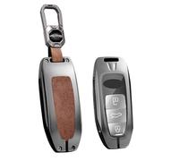 ontto Funda protectora para llave de coche, compatible con Audi A3 Sportback 8Y A6 C8 A7 A8 Q4 Q7 Q8 E-Tron 55 RSQ8 SQ7 2020-2025 carcasa de metal para llaves con 3 botones A marrón