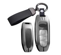 ontto Funda protectora para llave de coche, compatible con Audi A3 Sportback 8Y A6 C8 A7 A8 Q4 Q7 Q8 E-Tron 55 RSQ8 SQ7 2020-2025 carcasa de metal para llaves 3 botones-B negro