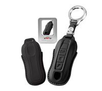 ontto Funda protectora para llave de coche compatible con Porsche 911 2025 Cayenne Panamera Carrera 2023 Taycan 2024 Funda para llave de cuero llavero 3 botones B Negro