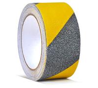 ONTWIE 5cm x 5m Cinta de Agarre de Seguridad Antideslizante para Escaleras Banda de Alta Tracción Abrasivo Cinta de Precaución de Peligro - Negro/Amarillo