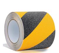 ONTWIE Cinta Adhesiva Antideslizante con Autoadhesiva, 10 cm x 10 m, Cinta Adhesiva Antideslizante, Alta Tracción para Interiores y Exteriores, Color Negro y Amarillo
