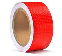ONTWIE - Cinta adhesiva reflectante de 33 pies x 2 pulgadas, color rojo para remolques, cinta de advertencia de seguridad de alta visibilidad para vehículos, coches, remolques, bicicletas, cascos