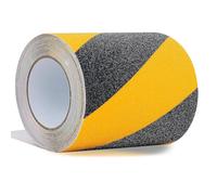 ONTWIE Cinta Antideslizante Negra/Amarilla de Alta Tracción y Agarre Fuerte, Cinta de Seguridad para Escalones de Escalera 15 cm x 10 m, Cinta de Advertencia, Cinta Adhesiva de Precaución de Peligro